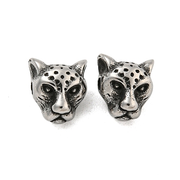 Animal 304 Stainless Steel Beads, Antique Silver, Leopard, 10x9x8mm, Hole: 2mm