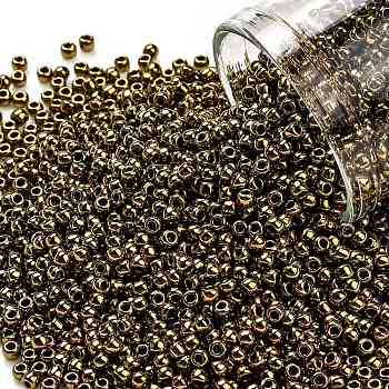 TOHO Round Seed Beads, Japanese Seed Beads, (223) Antique Bronze, 11/0, 2.2mm, Hole: 0.8mm, about 1103pcs/10g