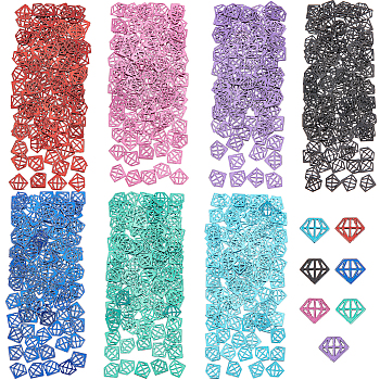 700Pcs 7 Colors Diamond Shape Spray Painted 430 Stainless Steel Cabochons, Nail Art Decorations Accessories, Mixed Color, 4x4.5x0.3mm, 100pcs/color
