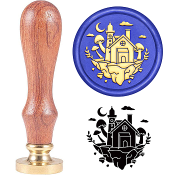 Brass Wax Seal Stamp with Handle, for DIY Scrapbooking, House Pattern, 3.5x1.18 inch(8.9x3cm)