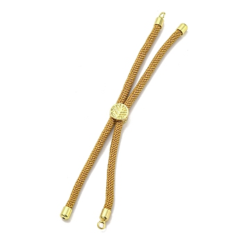 Nylon Cords Bracelet Makings Fit for Connector Charms, with Golden Brass Tree Slider Beads, Long-Lasting Plated, Goldenrod, 8-5/8 inch(22cm), Hole: 1.9mm
