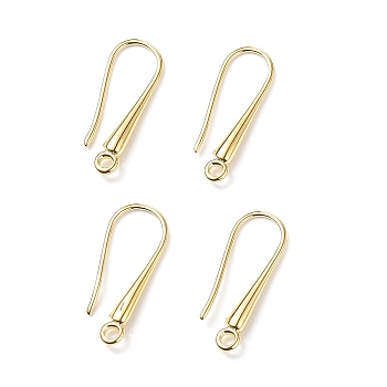 Brass Earring Hooks Findings, Ear Wire, Cadmium Free & Nickel Free & Lead Free, Golden, 21x9x2.3~2.8mm, Hole: 1.5mm, Pin: 0.8mm