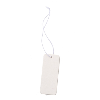 Blank Paper Price Tags, with Cord, Rectangle, White, 10.5~11cm, Rectangle: 45x18x0.5mm