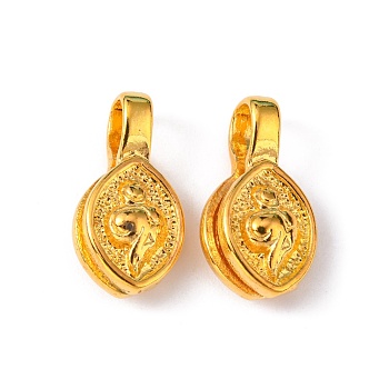 Brass Buddhist Pendants, Buddha Jewelry Findings Counter, Flat Oval, Golden, 21x10x6.5mm, Hole: 3.5x5mm