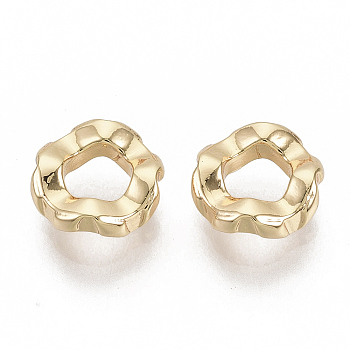 Brass Linking Rings, Nickel Free, Real 18K Gold Plated, Hammered, 7.5x2.5mm, Inner Diameter: 3.5mm