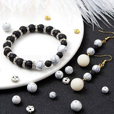 96 pièces kit de perles rondes en howlite synthétique pour la fabrication de bijoux à bricoler soi-même(DIY-FS0002-02)-6