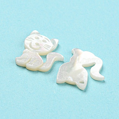 Natural Sea White Shell Cat Charms(SHEL-D079-04)-3