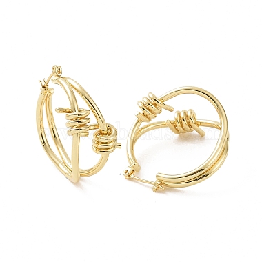 Brass Thorns Beaded Hoop Earrings for Women(EJEW-F303-09G)-2