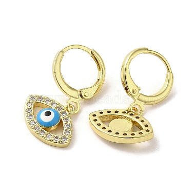 Horse Eye Real 18K Gold Plated Brass Dangle Leverback Earrings(EJEW-Q797-23G-04)-2