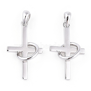 Real Platinum Plated Cross Sterling Silver Pendants