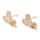 Brass with Natural Shell Stud Earring Findings(KK-P253-02A-G)-1
