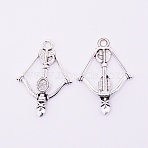 Alloy Pendants, Bow and Arrow, Cadmium Free & Lead Free, Antique Silver, 35x24.7x4mm, Hole: 2.5mm, Tray: 4.5x3.5mm(PALLOY-WH0076-44AS-RS)