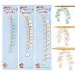 Alloy Enamel Pendant Knitting Row Counter Chains, Brass Linking Ring Locking Stitch Marker, Flat Round with Number, Mixed Color, 10.4~14.5cm, 3 color, 1pc/color, 3pcs/set(HJEW-AB00377)