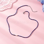 2MM Faceted Round Natural Lapis Lazuli Beaded Necklaces, with Natural Cultured Freshwater Pearl Beads & 304 Stainless Steel Lobster Claw Clasps, Stainless Steel Color, 15.51~15.67 inch(39.4~39.8cm)(NJEW-JN05918-01)