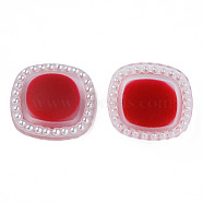 Acrylic Cabochons, with ABS Plastic Imitation Pearl Beads, Square, Dark Red, 20.5x20.5x5mm(KY-N015-134A)