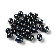 Dyed Natural Cultured Freshwater Pearl Beads, Half Drilled, Rice, Grade 5A, Black, 8~12x7.5~8.5mm, Hole: 1mm(PEAR-E020-24)