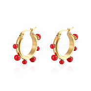 Stainless Steel with Pearl Hoop Earrings for Women(PQ6700-1)