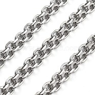 Non-Tarnish 304 Stainless Steel Cable Chain, Stainless Steel Color, Link: 3.8x3x0.8mm(CHS-H026-07B-P)