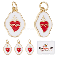 6Pcs Brass Enamel Pendants, Long-Lasting Plated, Oval with Sacred Heart, Real 18K Gold Plated, 16x11x1.5mm, Hole: 3.6mm(KK-BBC0005-40)