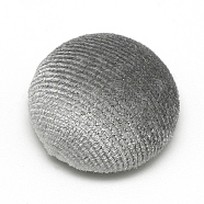 Velvet Covered Beads, with Aluminum Bottom, Half Round/Dome, Half Drilled, Gray, 21x11mm, Hole: 3mm(X-WOVE-S084-34G)
