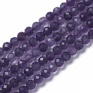 Natural Amethyst Beads Strands, Faceted, Round, 4x3.5~4mm, Hole: 0.4mm, about 97~110pcs/strand, 15~16 inch(40~40.7cm)(G-F596-13-4mm)