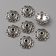 Tibetan Style Alloy Bead Caps, Multi-Petal, Flower, Antique Silver, 12x3mm, Hole: 2mm(FIND-WH0116-06C-AS)