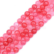 Crackle Glass Beads Strands, Dyed & Heated, Round, Crimson, 8x7mm, Hole: 1.8mm, about 104~107pcs/strand, 30.12 inch~30.91 inch(76.5~78.5cm)(GLAA-N046-004A-05)