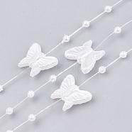 ABS Plastic Imitation Pearl Beaded Trim Garland Strand, Great for Door Curtain, Wedding Decoration DIY Material, Butterfly and Round, White, 13.5x16mm, about 60m/roll(AJEW-S071-03)
