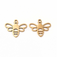 201 Stainless Steel Charms, Hollow Out Bees, Golden, 16x13.5x1mm, Hole: 1mm(STAS-E188-03G)