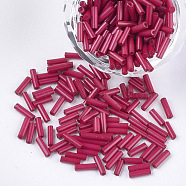 Glass Bugle Beads, Round Hole, Opaque Colours, Medium Violet Red, 6~7x1.5~2mm, Hole: 0.8mm, about 10000pcs/bag(SEED-S029-01A-09)
