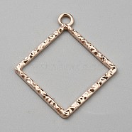 Alloy Open Back Bezel Pendants, for DIY UV Resin, Epoxy Resin, Rose Gold, Rhombus, 36x32x2mm, Hole: 2.8mm(FIND-TAC0017-41A-RG)