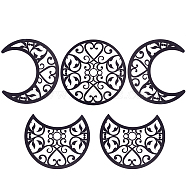 Hollow Wood Wall Hanging Ornaments, Wall Decor Door Decoration, Moon Phase with Heart Pattern, Black, Moon: 200x165~200x5mm, 5pcs/set(AJEW-WH0323-36C-03)