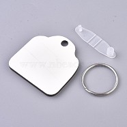 DIY Sublimation Double-Sided Blank MDF Keychains, with Rectangle Shape Wooden Hard Board Pendants and Iron Split Key Rings, White, 72x43mm(KEYC-WH0016-27)
