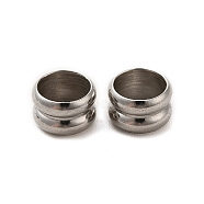 201 Stainless Steel European Beads, Large Hole Beads, Grooved Beads, Column, Stainless Steel Color, 6x3.8mm, Hole: 4.5mm(STAS-M089-05P)