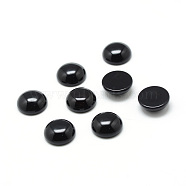 Dyed & Heated Natural  Black Agate Gemstone Cabochons, Half Round, 16x6mm(G-T020-16mm-11)