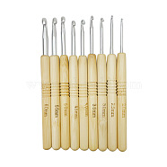 Aluminum Crochet Hooks Needles, with Bamboo Handle, for Braiding Crochet Sewing Tools, Blanched Almond, 135x10mm, Pin: 2~6mm, 9pcs/set(SENE-PW0003-098P-B)