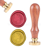 DIY Scrapbook, Brass Wax Seal Stamp and Wood Handle Sets, Fairy, Golden, 8.9x2.5cm, Stamps: 25x14.5mm(AJEW-WH0100-065)