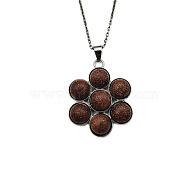 Synthetic Goldstone Flower Pendant Necklace(FO7861-11)