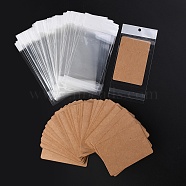 100Pcs Rectangle Kraft Paper One Pair Earring Display Cards with Hanging Hole, Jewelry Display Card for Pendants and Earrings Storage, with 100Pcs White Header OPP Cellophane Bags, BurlyWood, Cards: 90x60x0.6mm, hole: 6mm and 1.6mm(CDIS-YW0001-02A)