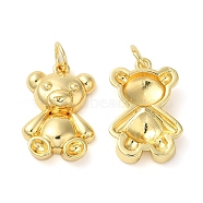 Brass Pendants, Cadmium Free & Lead Free, Long-Lasting Plated, with Jump Ring, Bear Charm, Real 18K Gold Plated, 18x12x4mm, Hole: 3.6mm(KK-E048-05G)