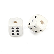 Alloy Enamel Beads, Dice, Matte Silver Color, 9x9.5x10mm, Hole: 2mm(FIND-B038-16MS)