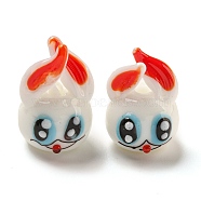 Handmade Lampwork Beads, Animal Beaded, Rabbit, 18~20x13~14x14mm, Hole: 1.9mm(LAMP-B026-02C)