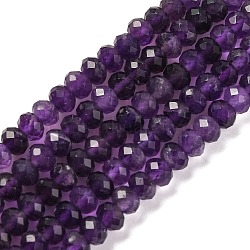 Natural Amethyst Beads Strands, Faceted, Rondelle, 6x4mm, Hole: 1mm, about 94pcs/strand, 15.35 inch(39cm)(G-F770-D01-01)