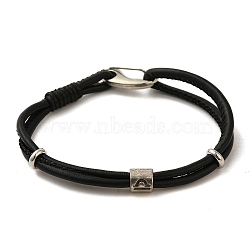 PU Leather Round Cord Multi-strand Bracelets, Constellation Alloy Bracelets for Women Men, Libra, 8-1/4 inch(20.9cm)(SJEW-K002-07B)