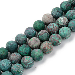 Natural American Turquoise Beads Strands, Frosted, Dyed & Heated, Round, Teal, 10mm, Hole: 1mm, about 37~38pcs/strand, 15.16'(38.5cm)(G-S369-001D-A01)
