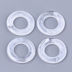 Acrylic Linking Rings, Imitation Gemstone, Ring, Clear & White, 37.5x4mm, Hole: 20mm, about 140pcs/500g(OACR-S028-025)