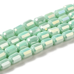 Electroplate Glass Beads Strands, Faceted, AB Color, Column, Aquamarine, 4x5~6mm, Hole: 1mm, about 80pcs/strand, 18.11''(46cm)(EGLA-D031-01F)