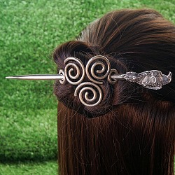 Antique Silver Viking Hair Sticks Hair Pin, Ladies Retro Hair Accessory, Rose Sword Hair Sticks, Bird, 180mm(PW-WG2F806-21)