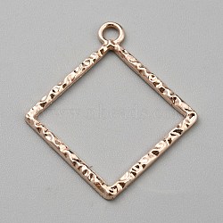 Alloy Open Back Bezel Pendants, for DIY UV Resin, Epoxy Resin, Rose Gold, Rhombus, 36x32x2mm, Hole: 2.8mm(FIND-TAC0017-41A-RG)