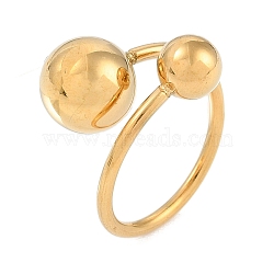 Ion Plating(IP) 304 Stainless Steel Round Open Cuff Ring for Women, Real 18K Gold Plated, Inner Diameter: 20.8mm(RJEW-C097-07G)